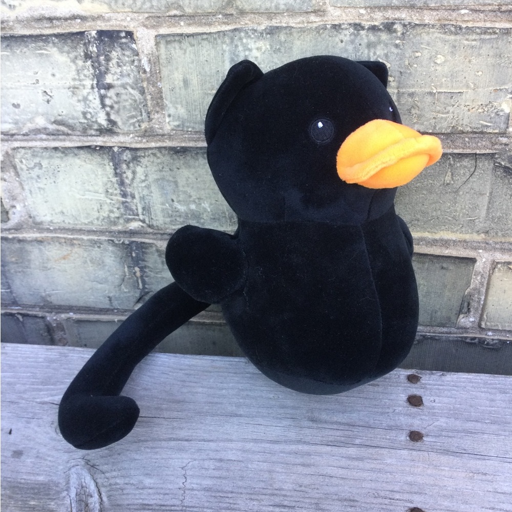 Black Cat / Black Duck Plush Mashup with Orange Beak